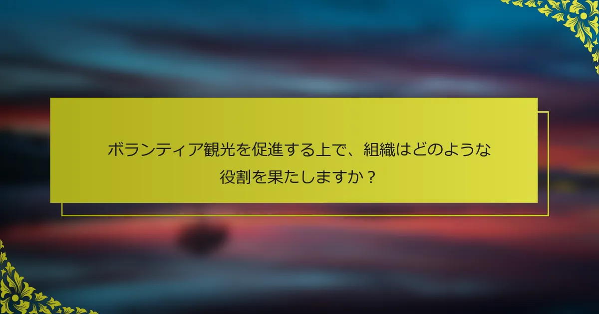 ボランティア観光を促進する上で、組織はどのような役割を果たしますか？
