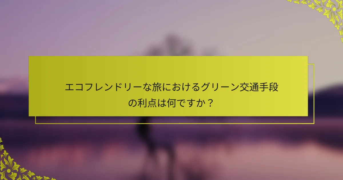 エコフレンドリーな旅におけるグリーン交通手段の利点は何ですか？