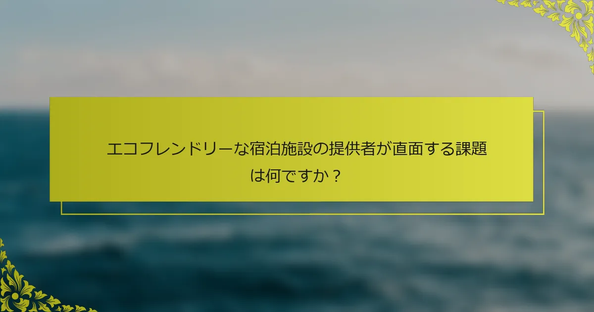 エコフレンドリーな宿泊施設の提供者が直面する課題は何ですか？