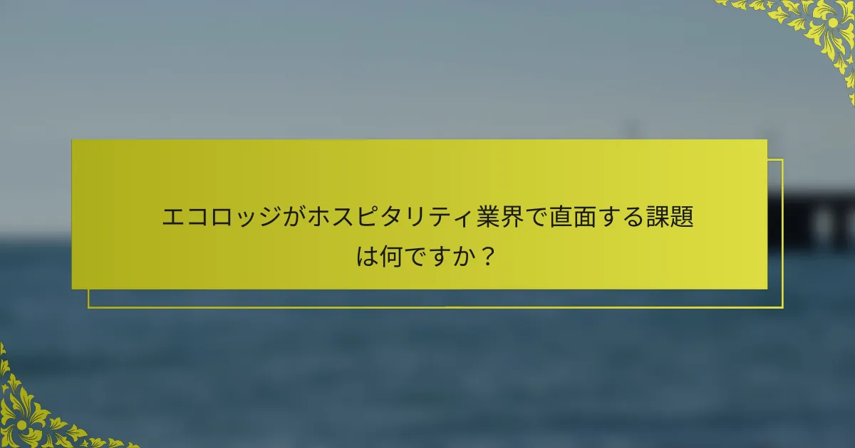 エコロッジがホスピタリティ業界で直面する課題は何ですか？