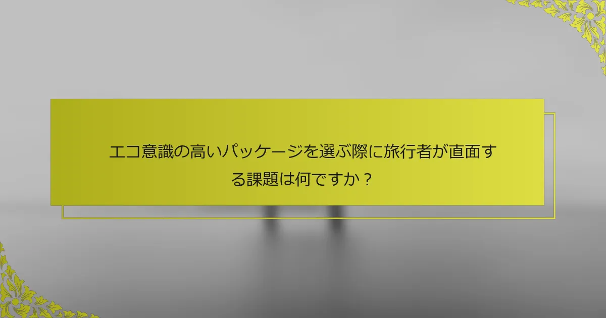 エコ意識の高いパッケージを選ぶ際に旅行者が直面する課題は何ですか？