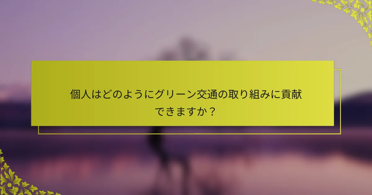 個人はどのようにグリーン交通の取り組みに貢献できますか？