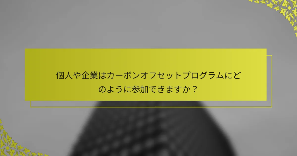 個人や企業はカーボンオフセットプログラムにどのように参加できますか？