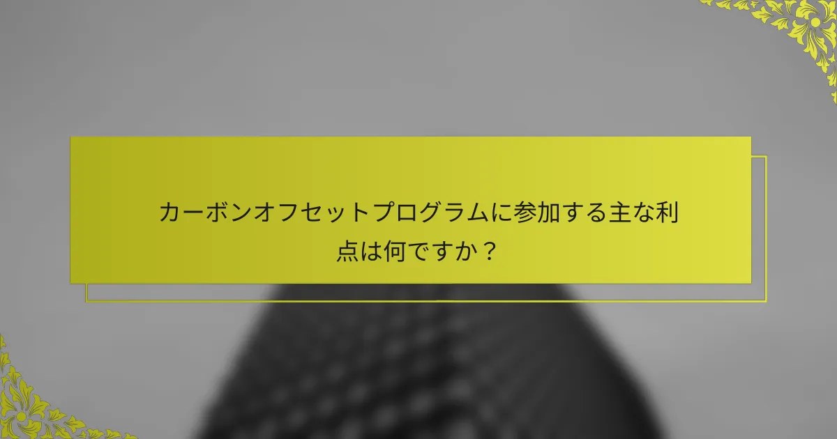カーボンオフセットプログラムに参加する主な利点は何ですか？