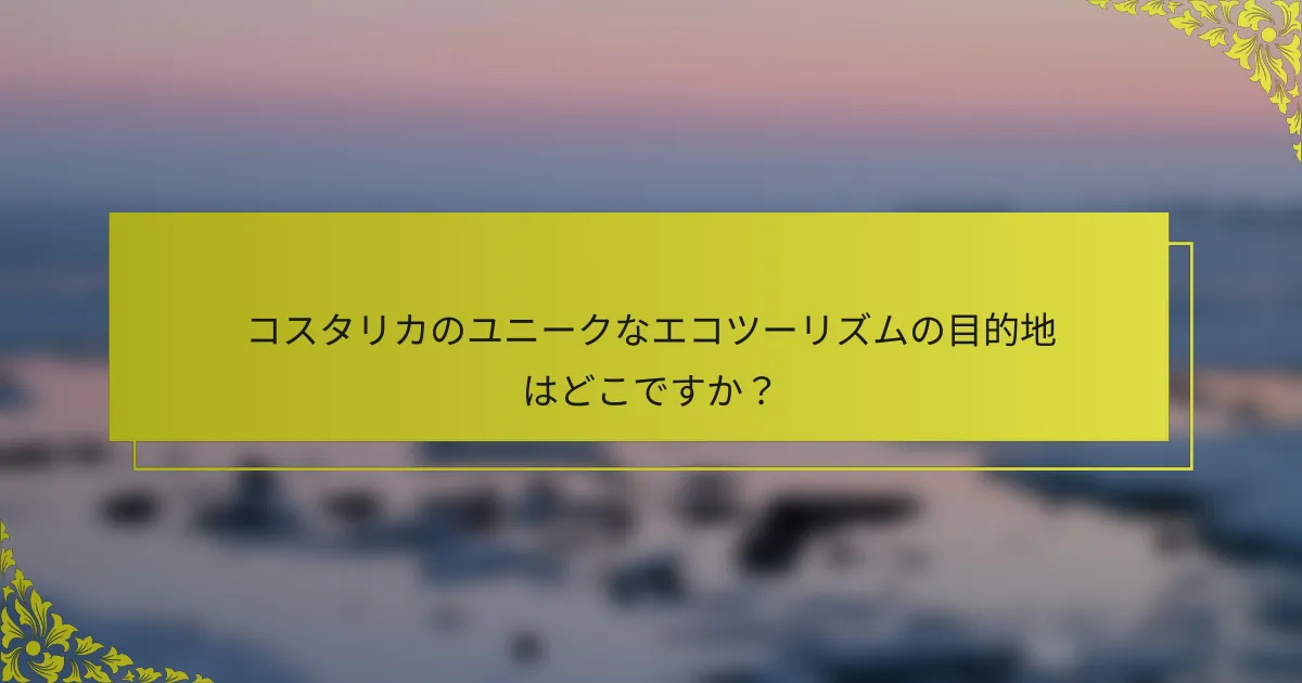 コスタリカのユニークなエコツーリズムの目的地はどこですか？