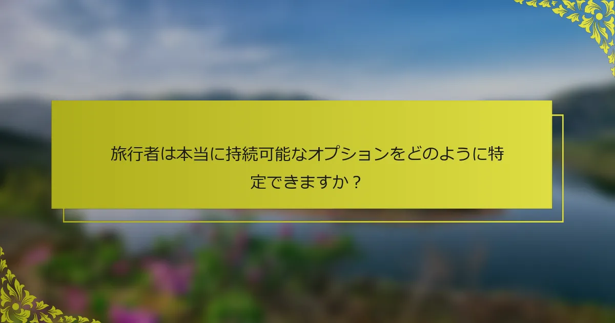 旅行者は本当に持続可能なオプションをどのように特定できますか？