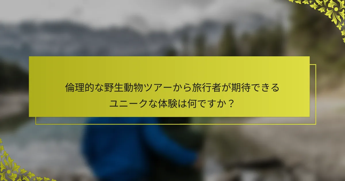 倫理的な野生動物ツアーから旅行者が期待できるユニークな体験は何ですか？