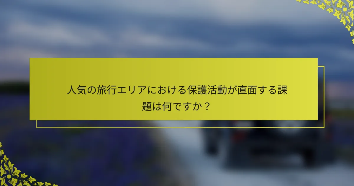 人気の旅行エリアにおける保護活動が直面する課題は何ですか？