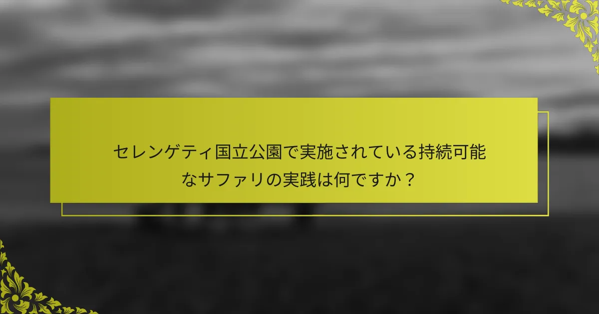セレンゲティ国立公園で実施されている持続可能なサファリの実践は何ですか？
