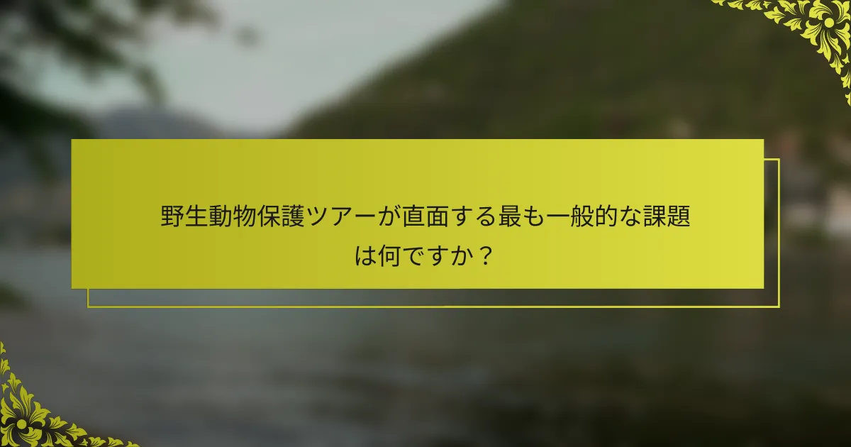 野生動物保護ツアーが直面する最も一般的な課題は何ですか？