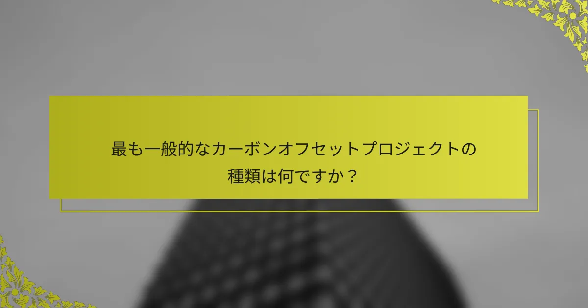 最も一般的なカーボンオフセットプロジェクトの種類は何ですか？